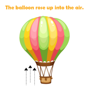 The balloon rose up into the air